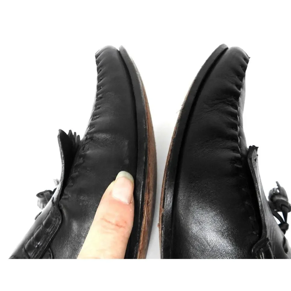 Johnston & Murphy Shoes black Leather loafers tassels Size 9.5 M